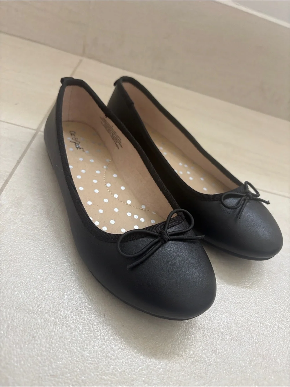 Cat & Jack Black Girls' Dress Flats Pair - Patent Strap & Matte Ballet